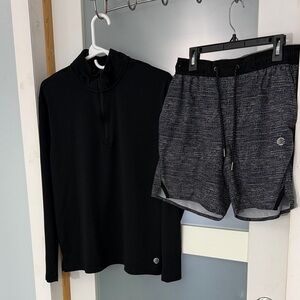 Men's Black Quarter-Zip Sweatshirt size M and Shorts size S